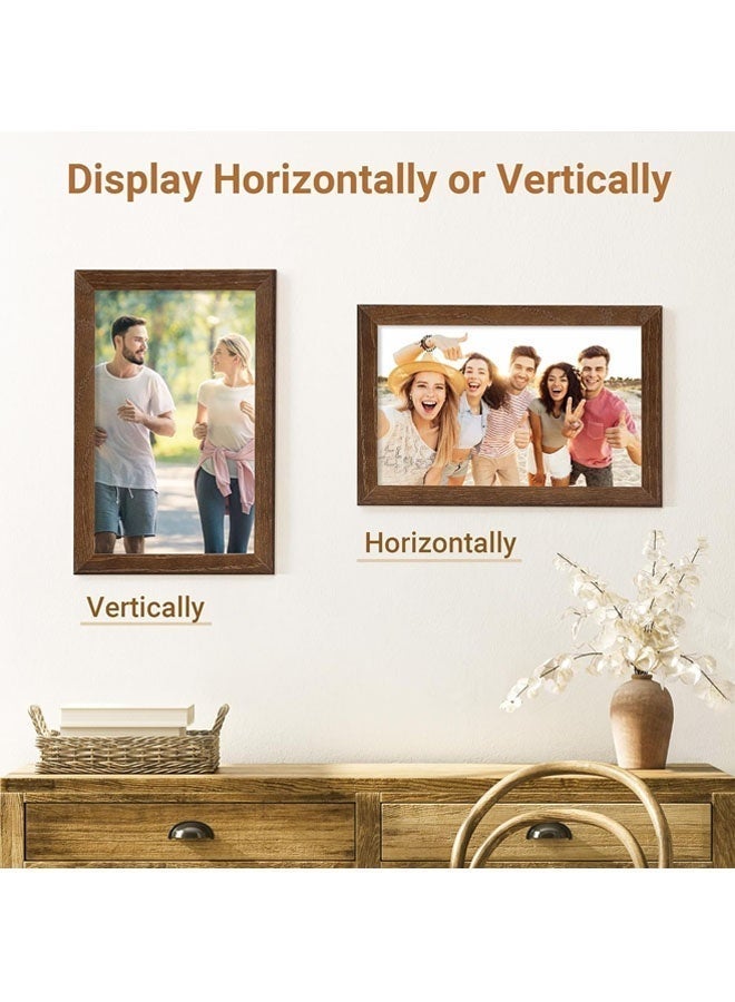 Keranixy Picture Frame, Wood Photo Frame Horizontal and Vertical Poster Frames for Tabletop Wall Hanging for Home Decor with Stand - Image 5